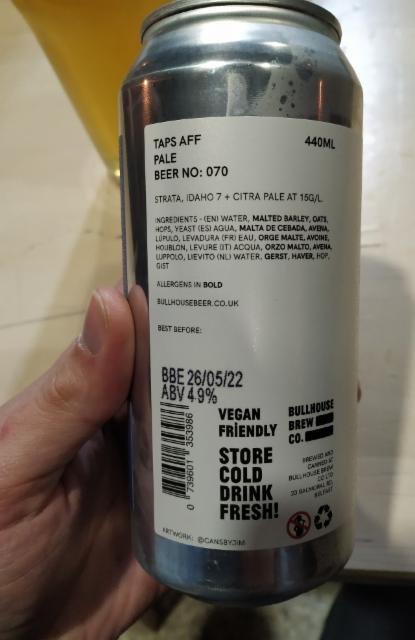 taps aff 4.9%, Bullhouse Brew Co., Northern Ireland