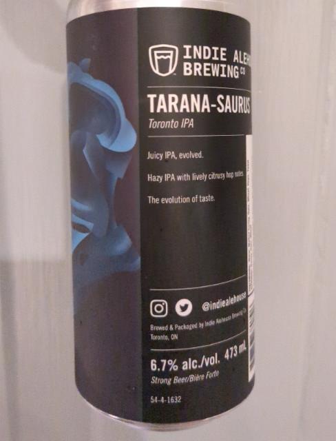 Tarana-Saurus 6.7%, Indie Alehouse Brewing Co, Canada
