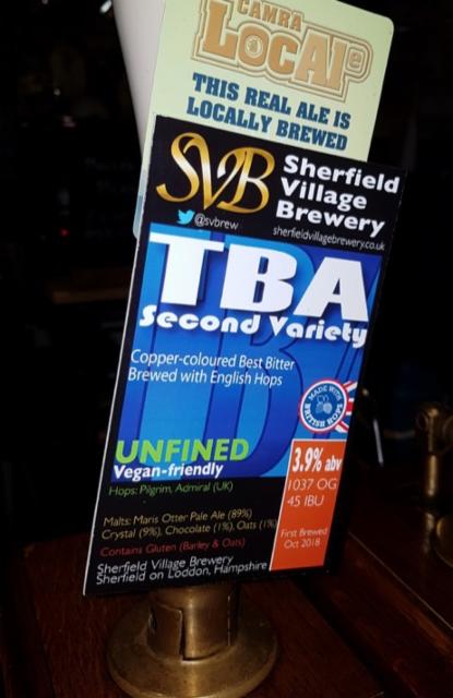 TBA Second Variety 3.9%, Sherfield Village Brewery, England