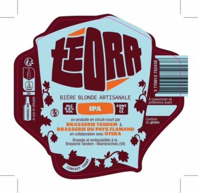 Téora IPA 5.5%, Brasserie Tandem, France