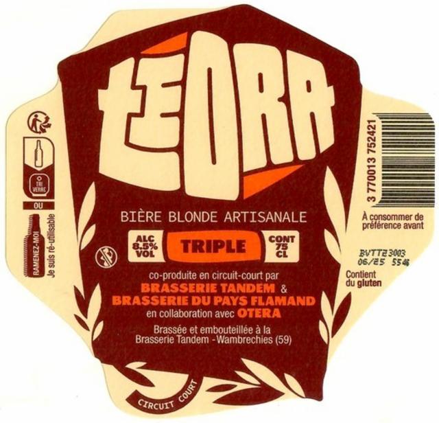 Téora Triple 8.5%, Brasserie Tandem, France