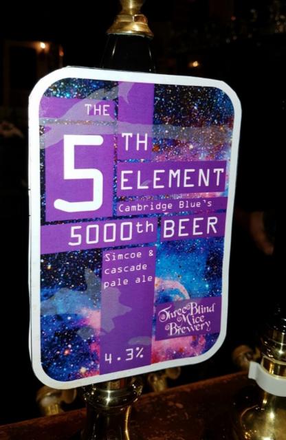 The 5th Element 5000th Beer 4.3%, Three Blind Mice Brewery, England
