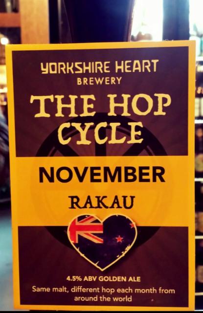 The Hop Cycle - November Rakau 4.5%, Yorkshire Heart, England