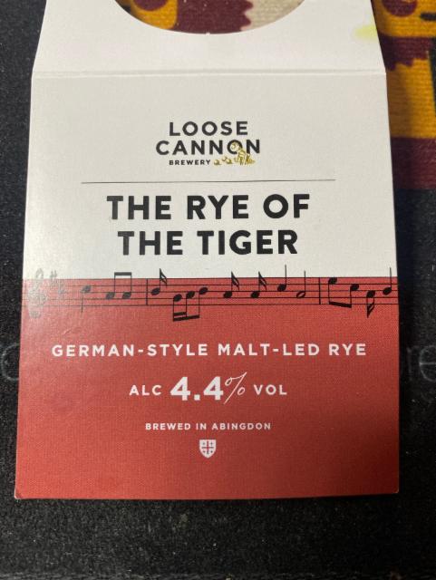 The Rye of the Tiger 4.4%, Loose Cannon Brewery, England