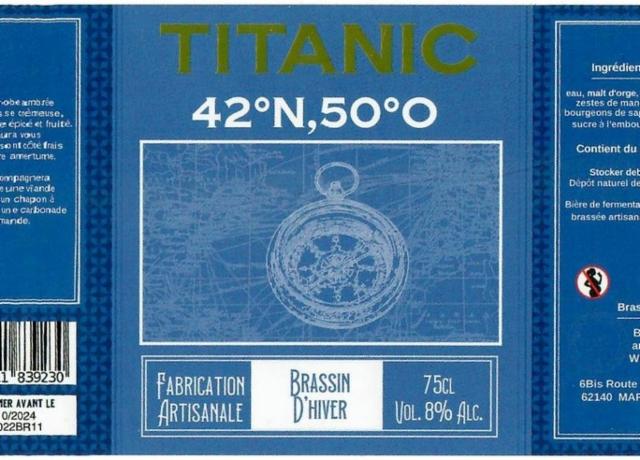 Titanic 42°N, 50°O 8.0%, Brasserie White Star, France