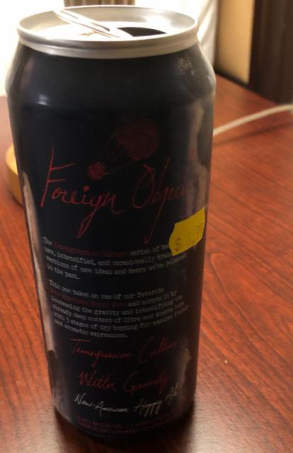 Transgression culture: wetter gravity 10.0%, Foreign Objects Beer Company, United States
