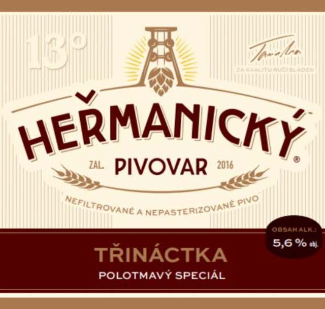 Třináctka Polotmavý Spécial / Polotmavá 13° 5.6%, Heřmanický Pivovar, Czech Republic