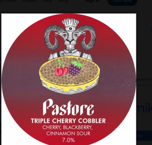 Triple Cherry Cobbler 7.0%, Pastore Brewing And Blending Ltd, England