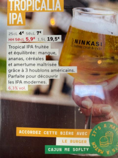 Tropicalia ipa 6.3%, Ninkasi Fabriques, France