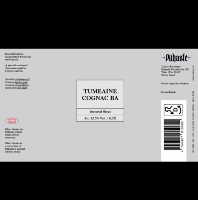 Tumeaine Cognac BA (Silver Series) (2020) 14.0%, Pühaste, Estonia