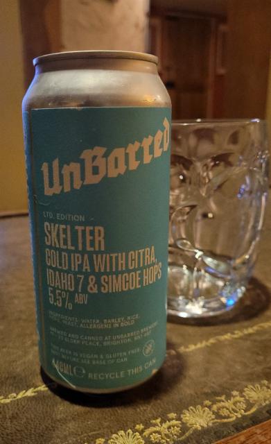 Unbarred Skelter 5.5%, UnBarred Brewery, England