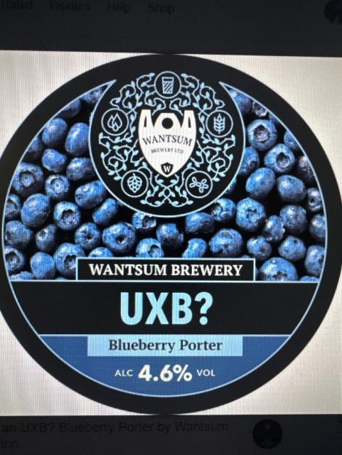 UXB? Blueberry Porter 4.8%, Wantsum Brewery, England