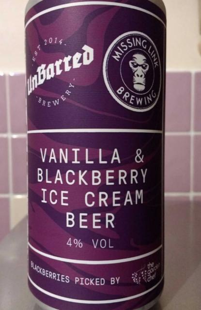 Vanilla & Blackberry Ice Cream Beer 4.0%, UnBarred Brewery, England