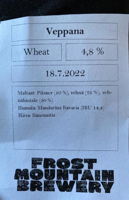 Veppana 4.8%, Frost Mountain Brewery, Finland