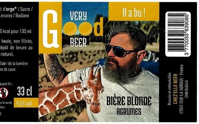 Very Good Beer - Bière Blonde Agrumes 4.5%, Chez'Elle Beer (Miss'Isle), France