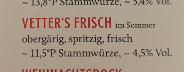 Vetter's Frisch 4.5%, Vetter's Alt Heidelberger Brauhaus, Germany
