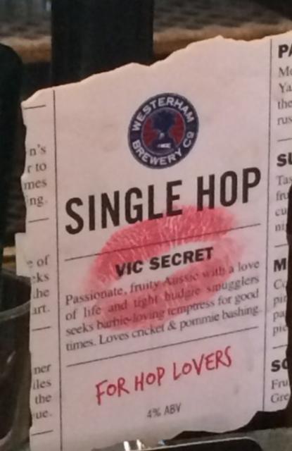 Vic Secret Single Hop 4.0%, Westerham Brewery Co, England