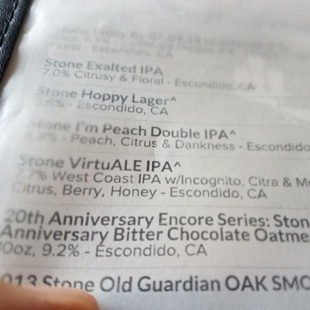 Virtuale 7.7%, Stone Brewing (Sapporo Breweries), United States