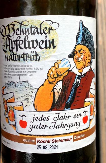 Wehntaler Apfelwein Naturtrüb 4.0%, Köchli Steinmaur, Switzerland