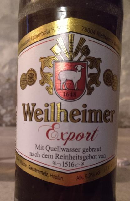 Weilheimer Export 5.2%, Lammbrauerei Weilheim, Germany