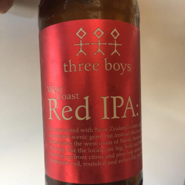 West Coast Red IPA 6.0%, Three Boys Brewery, New Zealand