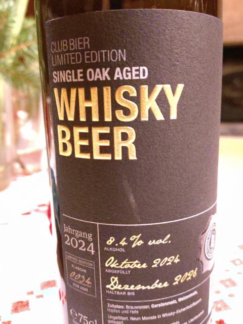 Club Bier Limited Edition Single Oak Aged Whisky Beer (2024) 8.4%, Liechtensteiner Brauhaus, Liechtenstein