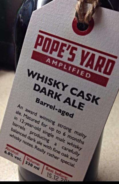 Whisky Cask Dark Ale 6.8%, Pope's Yard Brewery Ltd, England