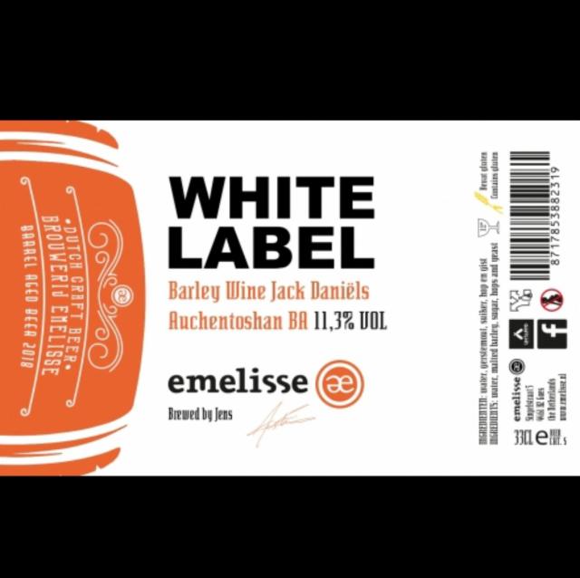 White Label Barley Wine Jack Daniëls Auchentoshan BA 2018 11.3%, Brouwerij Emelisse, Netherlands