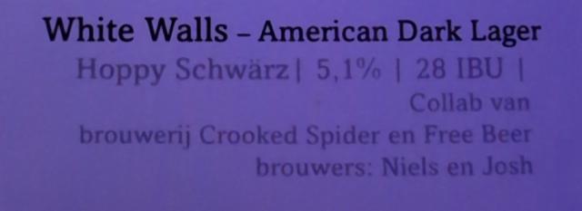 White Walls - American Dark Lager 5.1%, Crooked Spider, Netherlands