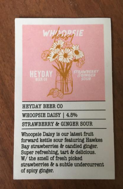 Whoopsie Daisy 4.5%, Heyday Beer Co, New Zealand