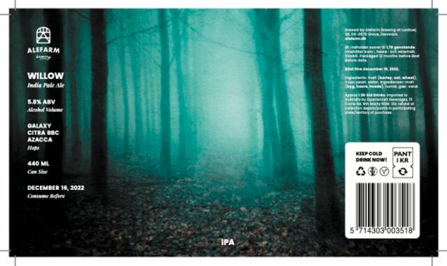 Willow 5.8%, Alefarm Brewing, Denmark