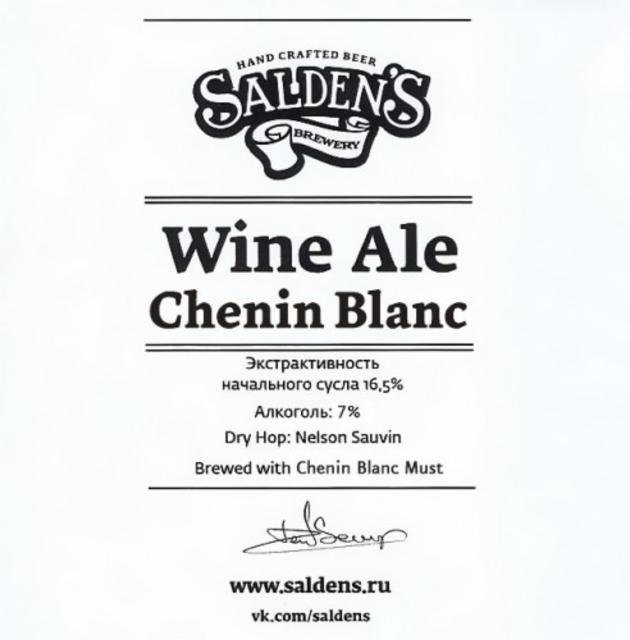Wine Ale Chenin Blanc 7.0%, Salden's Brewery, Russia