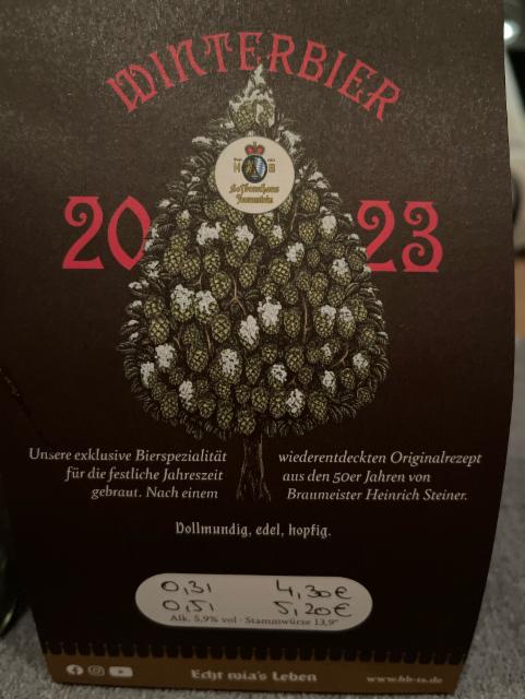 Winterbier 2023 5.9%, Hofbräuhaus Traunstein, Germany