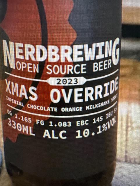Xmas Override Imperial Chocolate Orange Milkshake Stout - 2023, Nerdbrewing