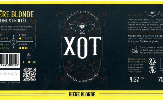 XOT Blonde 4.5%, Brasserie Artisanale Du Roussillon - B.A.R., France