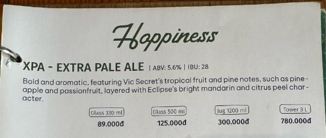 XPA Extra Pale ale 5.6%, 5 Elements Brewing Co., Vietnam