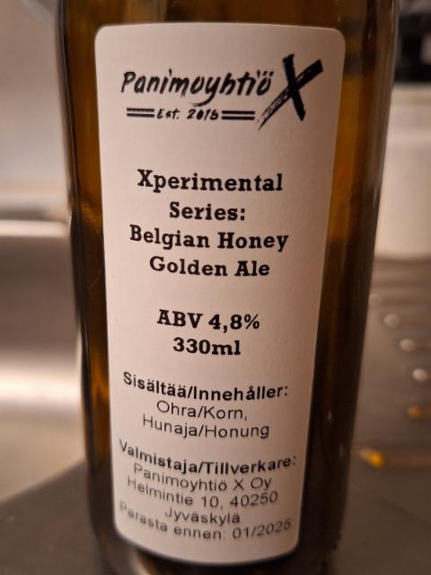Xperimental Series: Belgian Honey Golden Ale 4.8%, Panimoyhtiö X, Finland