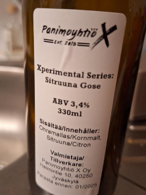 Xperimental Series: Sitruuna Gose 3.4%, Panimoyhtiö X, Finland