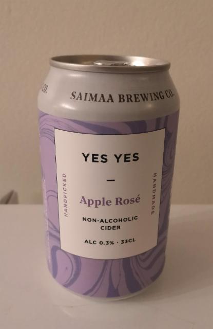 Apple Rosé Cider Non-Alcoholic / YES YES: Apple Rosé Non-Alcoholic Cider 0.3%, Saimaa Brewing Company, Finland