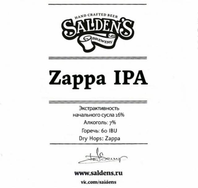 Zappa ipa 7.0%, Salden's Brewery, Russia