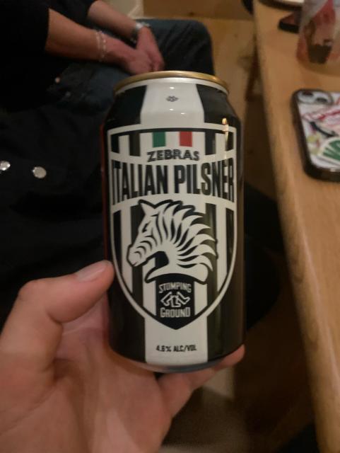 Zebras Italian Pilsner 4.6%, Stomping Ground, Australia