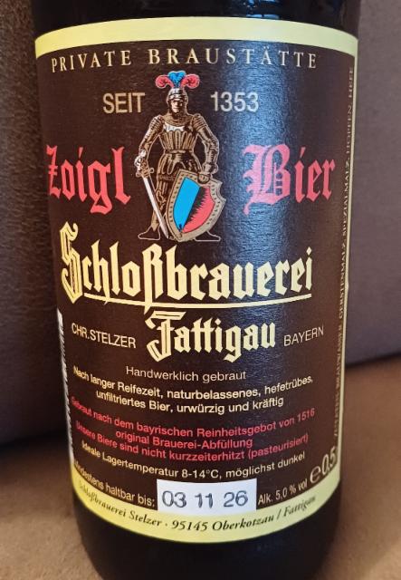 Zoigl Bier 5.0%, Schlossbrauerei Fattigau, Germany