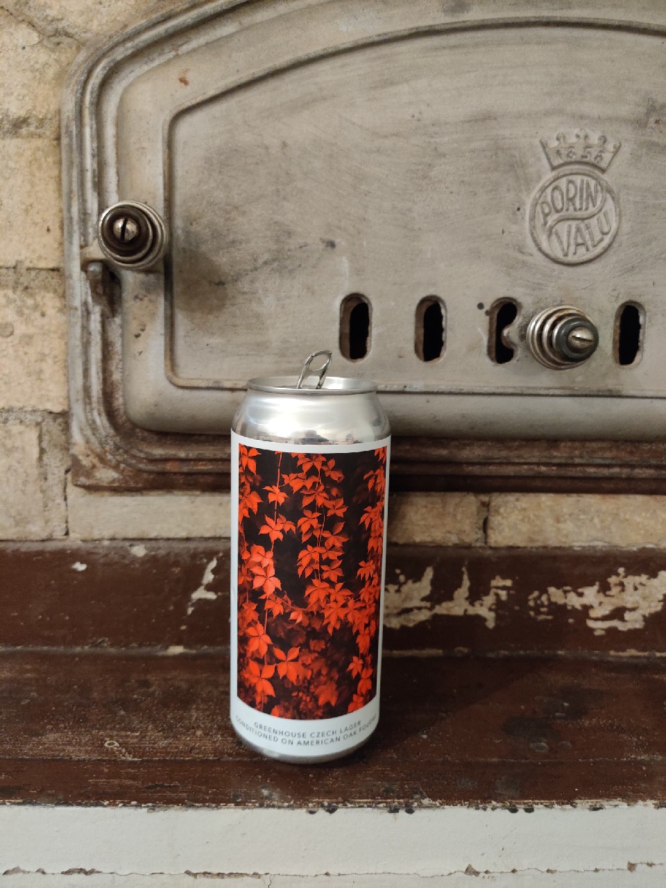 Greenhouse Czech lager conditioned on American Oak Foudre, United States