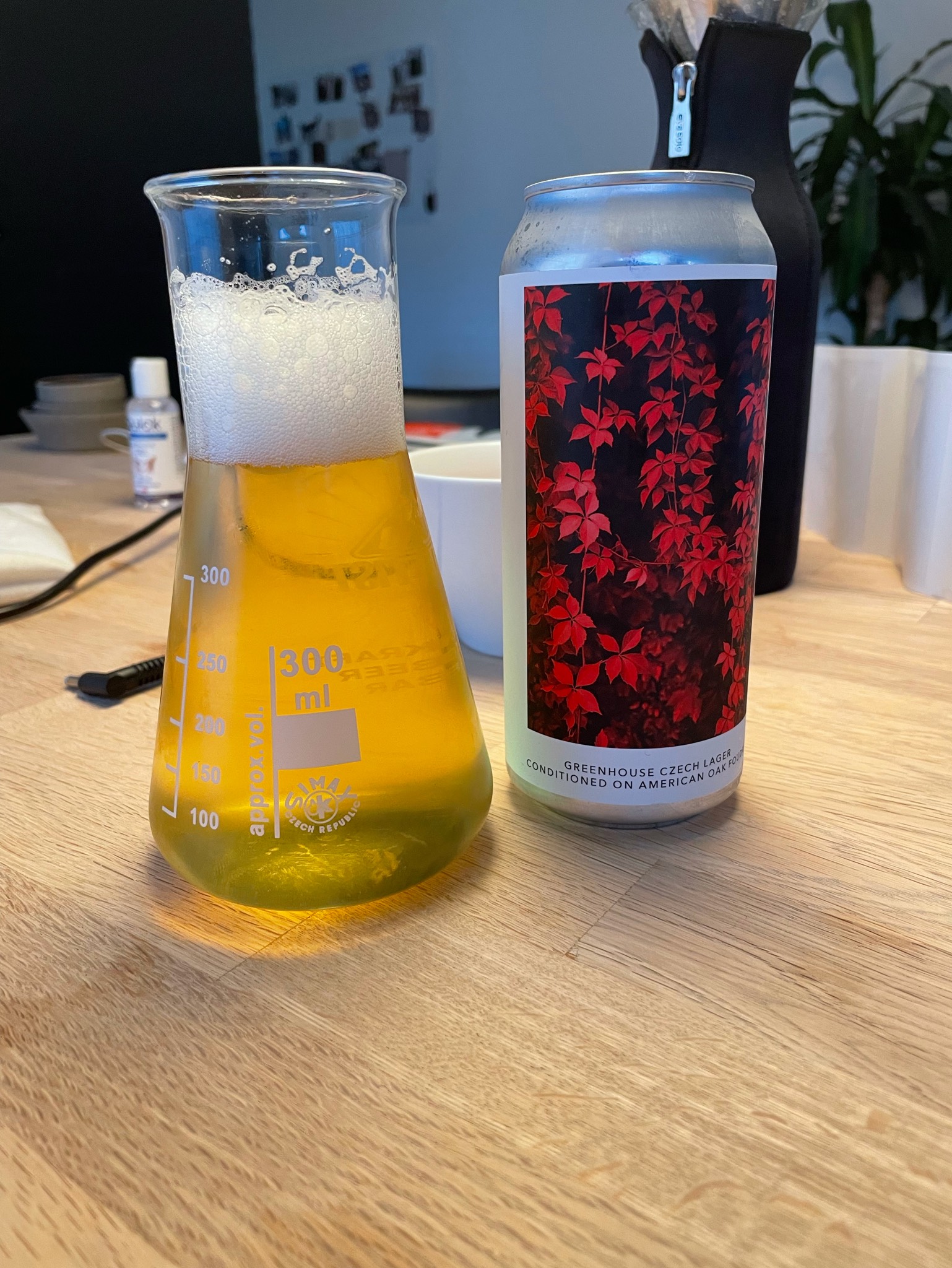 Greenhouse Czech lager conditioned on American Oak Foudre, United States