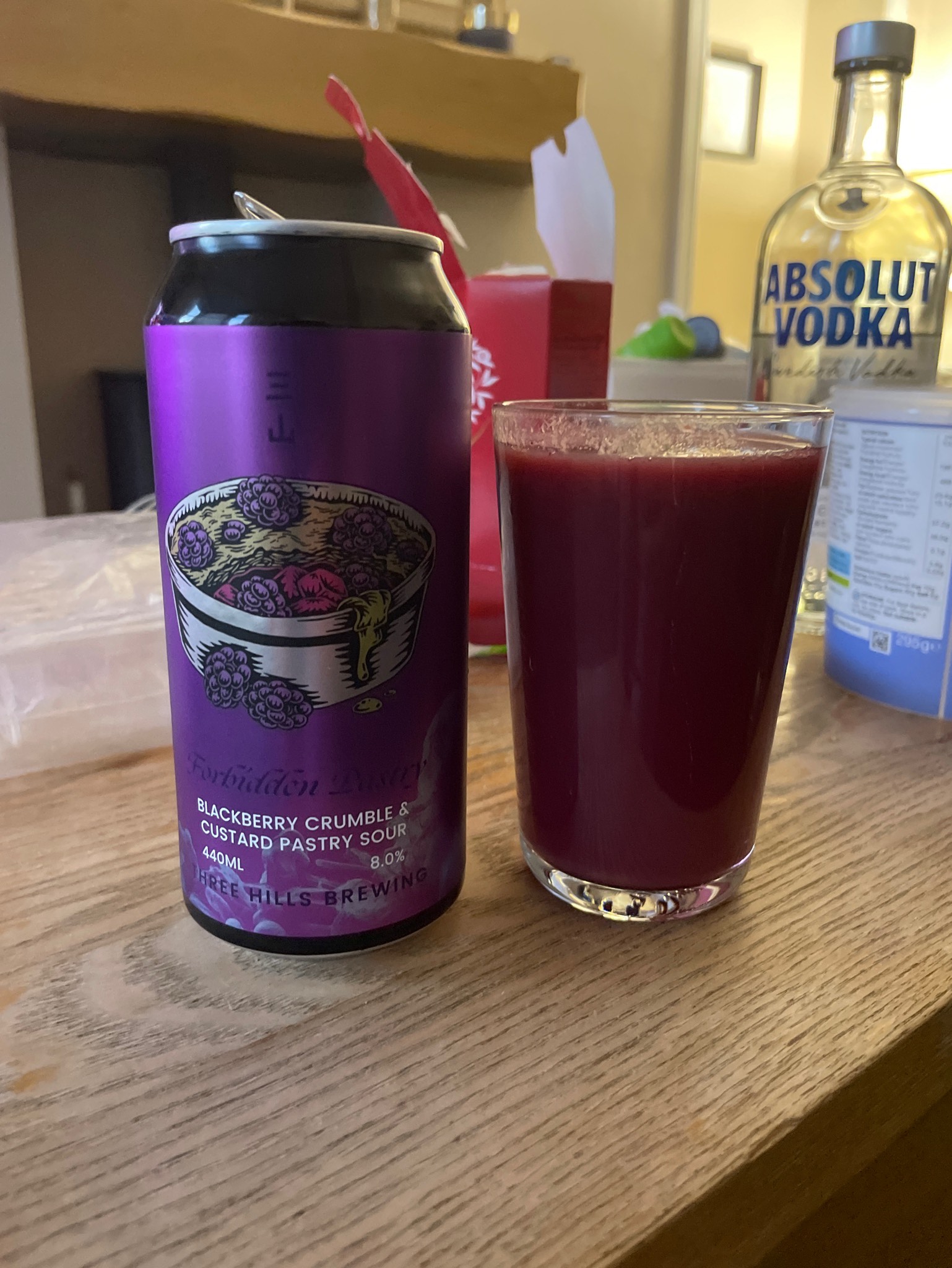 Forbidden pastry blackberry crumble & custard pastry sour, England