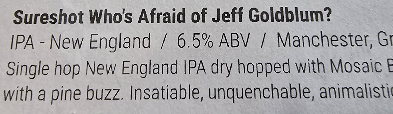 Who's Afraid of Jeff Goldblum?, England