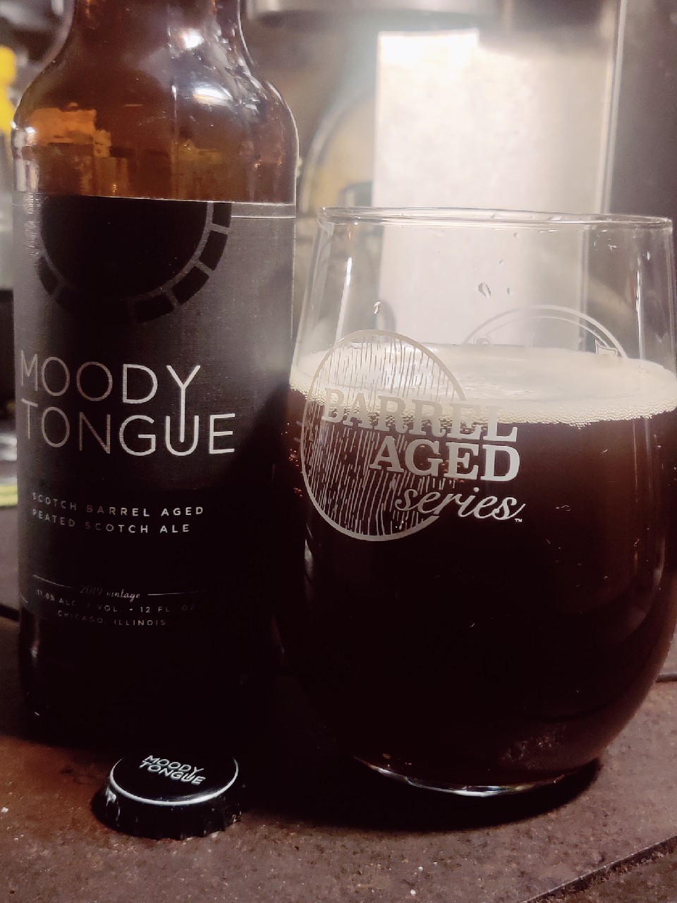 Scotch Barrel Aged Peated Scotch Ale, Moody Tongue Brewing Company