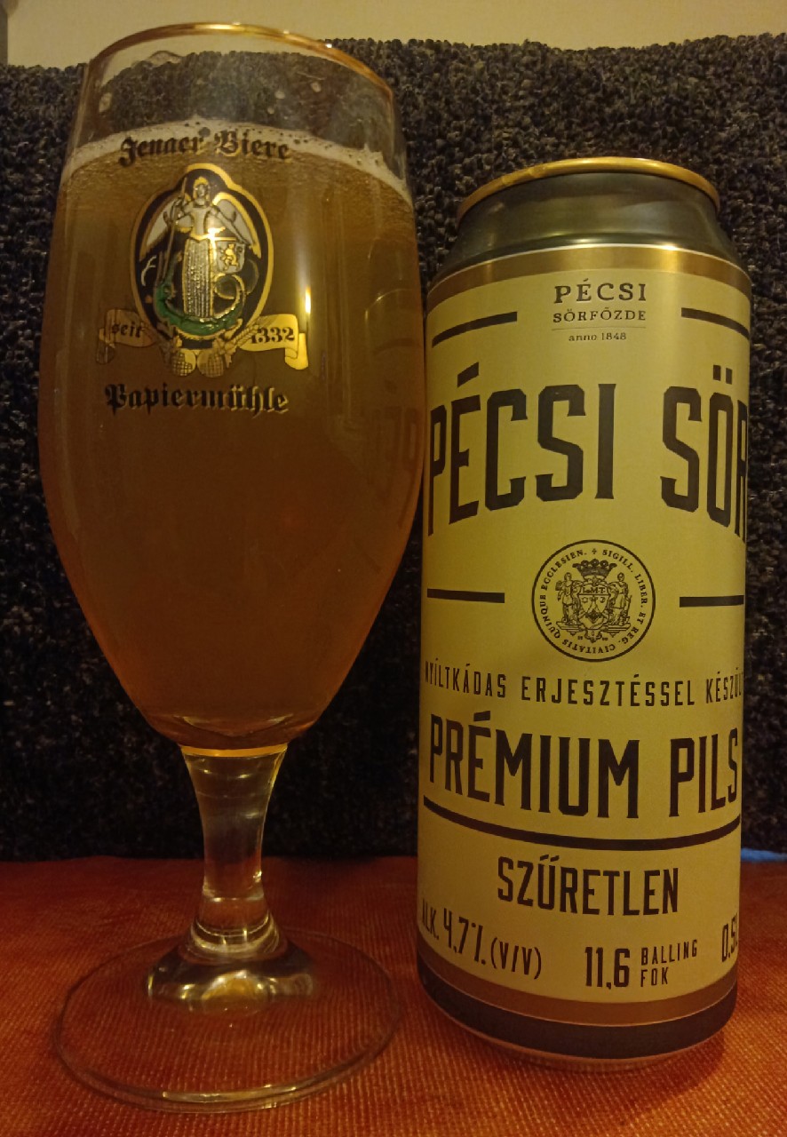 Pécsi Sör Prémium Pils Szűretlen, Hungary