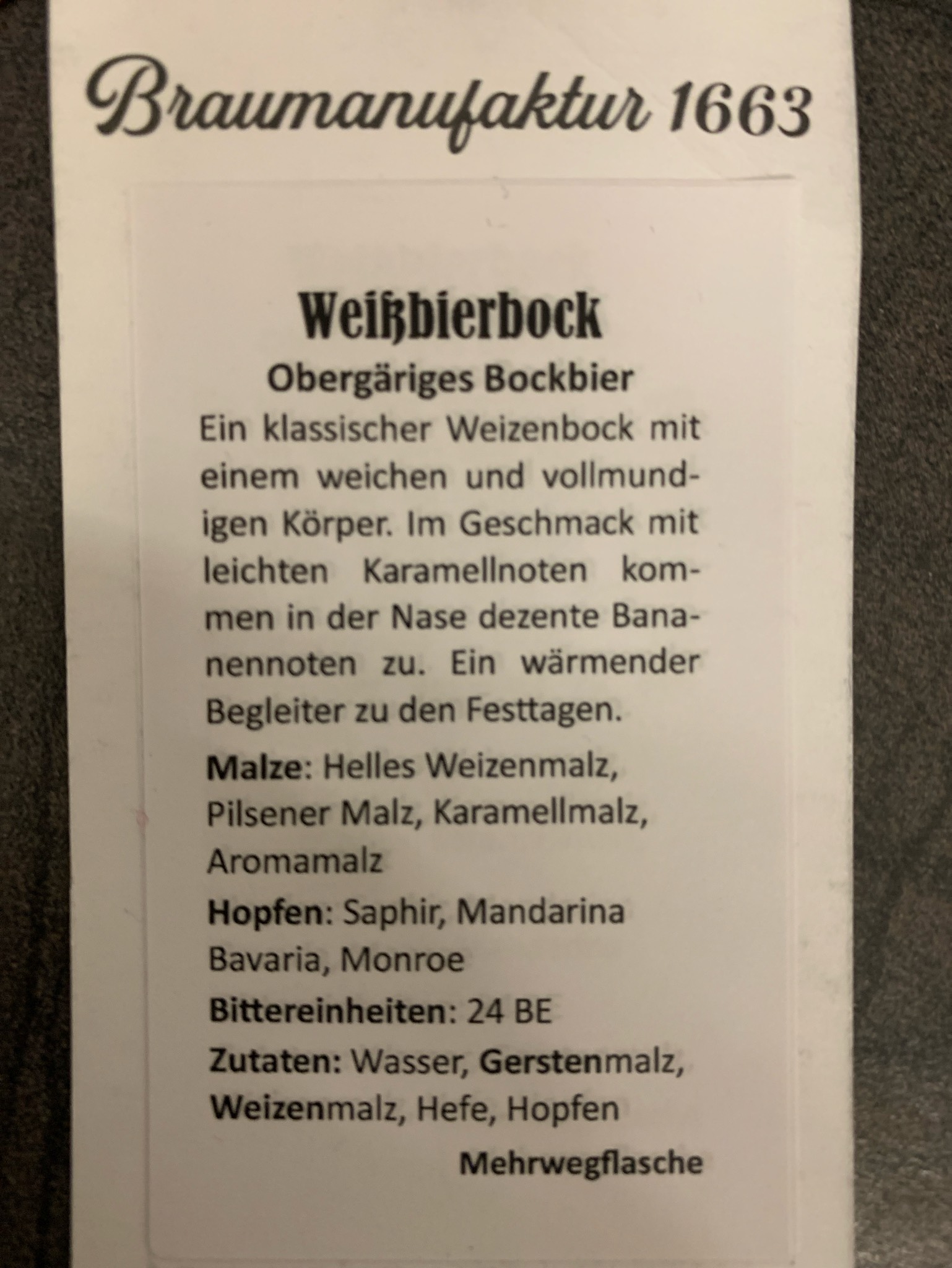 Weißbierbock, Germany