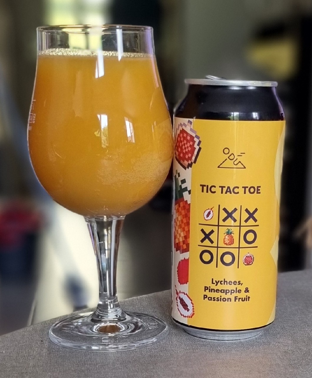 tic tac toe lichees, pineapple, ODU Brewery